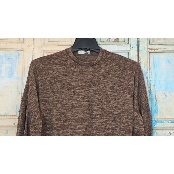 Perfect Peach Womens Size Small Heather Brown Long Sleeve Pullover Sweater Top - Picture 3 of 6